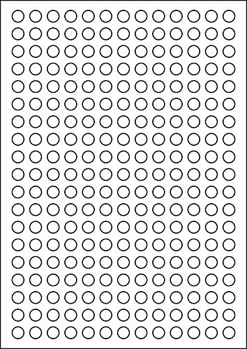 MADE IN GERMANY 2.470 Etiketten selbstklebend rund 10 mm weiß permanent klebend auf Bogen A4 (10 Bögen x 247 Etik.) CS Label – Universaletiketten zum Beschriften und Bedrucken