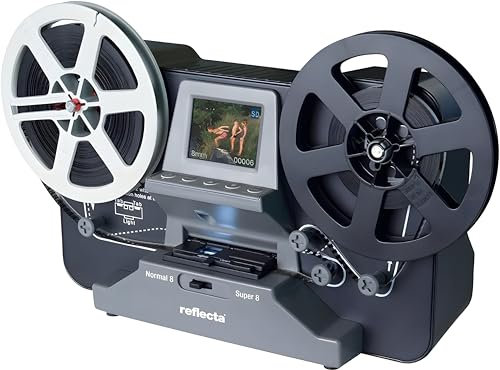 Reflecta Escáner de Película Super 8 y Normal 8: Sensor CMOS 3.53MP, Resolución 1440x1080p a 20fps, Pantalla LCD 2.4'', Corrección de Exposición Auto/Manual, USB 2.0, Digitalización HD MP4