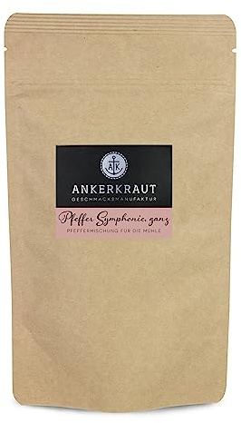 Ankerkraut Pfeffer-Symphonie, ganze Körner für die Mühle, 140g im Beutel, Pfeffer-Mix zum Würzen mit Geschmack & Aroma, für Fleisch Salat Suppen & mehr