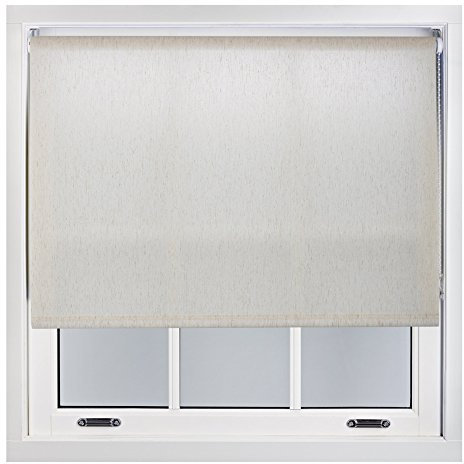 FURNISHED Tageslicht-Rollos für Fenster, Beige, Naturcreme, Leinenfarbe, 30% Lichtfilter, zuschneidbares Rollo mit Metallbeschlägen, 120W x 165L cm