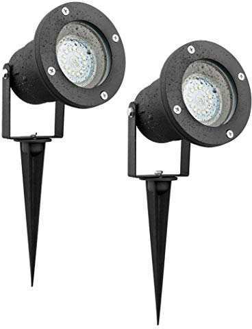 SEBSON 2x Lámpara LED de jardín con estaca y Foco orientable, Luz de Exterior IP65, GU10 3,5W 300lm 6500K Blanco frío