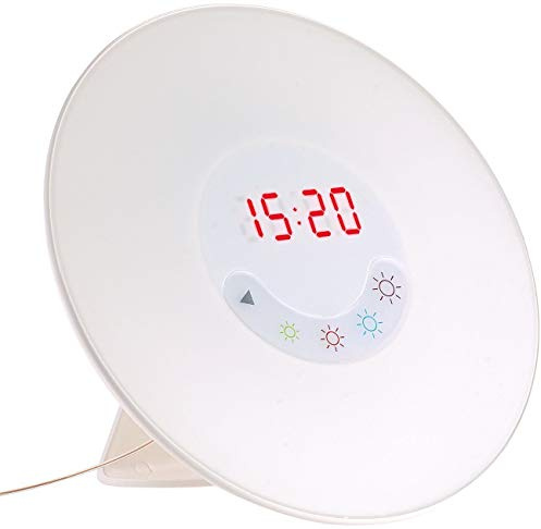 Monsterzeug Radiowecker weiß, Lichtwecker Sonnenaufgang mit Touchfunktion, Wecker mit Naturklängen und Farbwechsel, Wake up Light