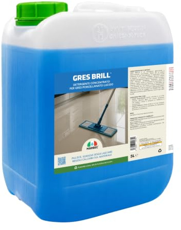 MARBEC Gres Brill ® 5LT | Detergente disincrostante per gres porcellanato lucido, elimina aloni e patine calcaree