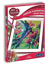 Sentosphère 390209 Bastelset Strassstein-Bild, Motiv: Kolibri, Kreativ-Set, DIY für Kinder und Erwachsene