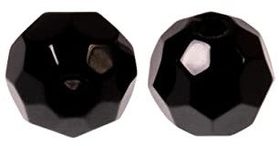 ZECK Faceted Glass Beads - 10 Glasperlen, Durchmesser/Farbe:8mm / Black