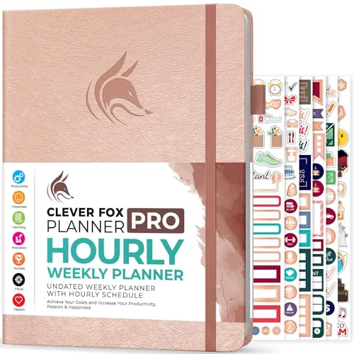 Clever Fox Planner PRO Schedule – Undated Weekly & Monthly Life Organizer with Time Slots & Daily Appointment Book, A4 (Rose Gold)