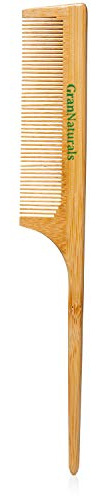 GranNaturals Wooden Rat Tail Comb - Hair Tool with Fine Teeth for Teasing Strands & Post Styling - Peach Rattail Wood Pick Handle for Sectioning & Parting - Perfect for Professional & Personal Use