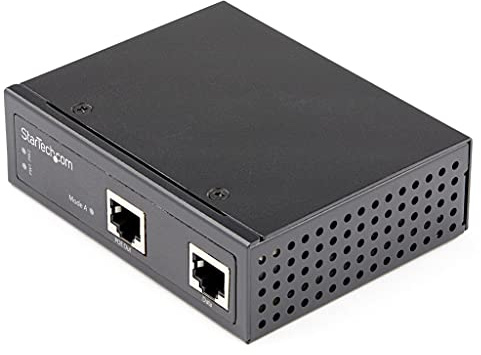 StarTech.com Industrial Gigabit Ethernet PoE Injector - 30W 802.3at PoE + Midspan 48V-56VDC Hutschiene Power over Ethernet Adapter - -40°C bis 75°C - Kameras/Sensoren/WLAN Zugang (POEINJ30W) | 30W 802.3at PoE+ Midspan, 48-56V DC, Hutschiene, -40°C bis 75°C, für Kameras und WLAN