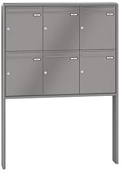 RENZ / RS2000 / 6er Freistehende Briefkastenanlage Standbriefkasten/RAL-Farbe 9007 Volumen 23 L/zum Einbetonieren/Dein-Briefkasten.de