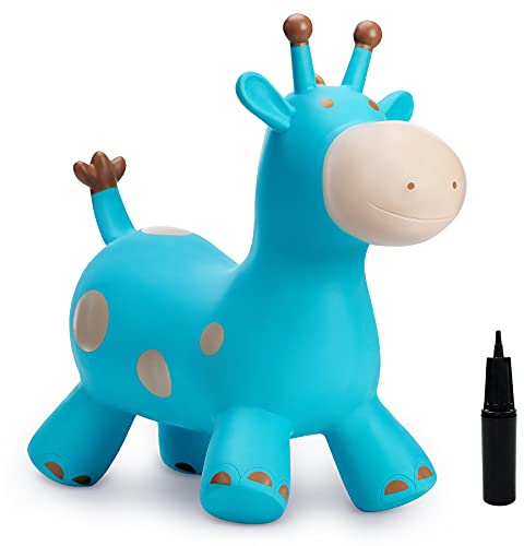 Planet Animal Hopper per bambino, Giraffa cavalcabile, cavallino gonfiabile e saltellante, Giocattolo regalo