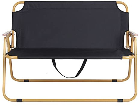 XVBVS 2-Personen-Campingstuhl, Doppel-Duo-Campingstuhl für den Außenbereich, Zusammenklappbar, mit Armlehne für Picknick, Strand, Rasen, Grill, Tragfähigkeit 200 kg-Black