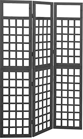 Tidyard 3-TLG. Paravent Spalier Rankgitter Raumteiler Rankhilfe Holzgitter Zusammenklappbar Raumtrenner Trennwand Umkleide Sichtschutz Spanische Wand Massivholz Tanne Schwarz 121x180 cm