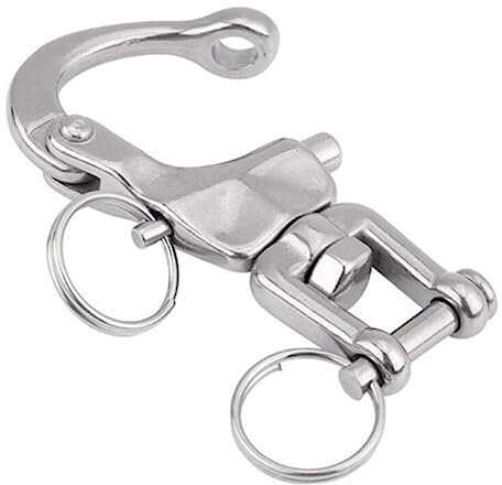 Huamengyuan Mousqueton Pivotant à Emerillon Manille INOX Maillons Rapides en Acier Inoxydable 316 Mousqueton INOX Marine Crochet Attelage Crochet à Ressort Rapide pour Drisse Voilier 87 mm