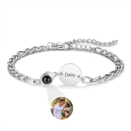 ALBERTBAND Personalisierte Projektion Armband Foto Armband mit Bild Rostfreier Stahl Personalisierte Geschenke für Damen, Mädchen, Freundinnen, Ehefrauen, Großmütter, Paare