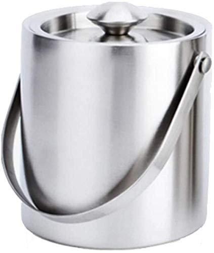 ANSNOW Cubo de Hielo de Acero Inoxidable con Mango Engrosado, Cubo de Hielo con Doble Aislamiento, con Tapa, Barra de Barril, Barril de Cerveza, Sala de Estar, Utensilios de Cocina para el Hogar