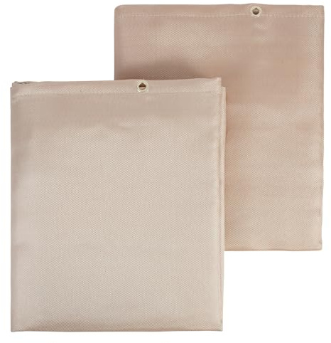 VEVOR Couverture de Soudage Ignifuge, Lot de 2 Couverture Anti-feu Fibre de Verre Traité Thermique 123x183,5 cm Résistante à la Chaleur 537 ℃ Tapis Protection Isolant Découpable avec Œillets Métalliqu