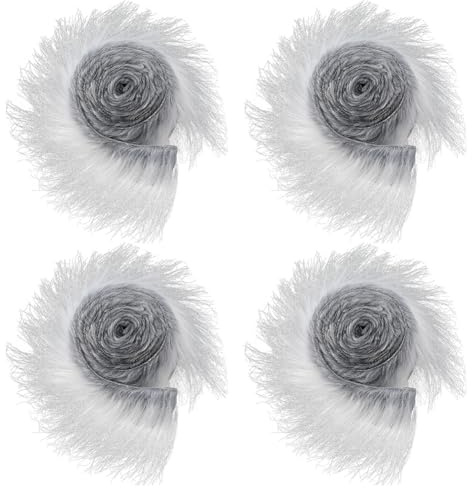 GORGECRAFT 4 Tira de Piel Sintética Precortada de 150cmX5cm Cinta de Pelo Gris Peluda para Manualidades Manualidades Gnomos Barba Pelo Papá Noel Enano Sombrero de Cosplay Disfraz Almohadas Cojines