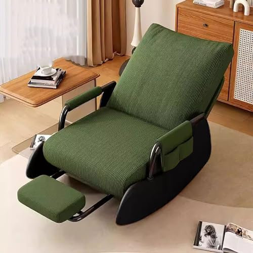 XRRJFYH Schaukelstuhl mit Fußstütze Stillsessel Schaukelsessel Lesesessel Schaukelstuhl Stillen Relaxstuhl Rocking Chair Schaukelstühle (Color : Green-Black)