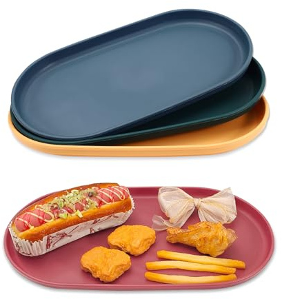 Modixun - Ovales Serviertablett, 4 Stück, 30,5 x 17 cm, mehrfarbige Serviertabletts für Party, Unterhaltung, Vorspeise, Dessert, Tisch, mittlere Größe