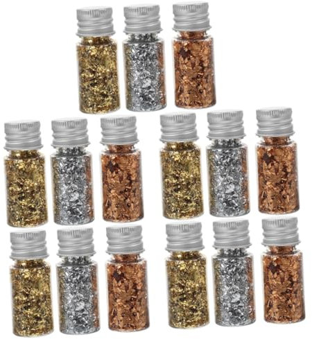 VILLCASE 5 Sätze Goldfolie Gold Blatt Kunsthandwerk Maniküre Nagelflocken Flocken Für Nägel Folie Für Nägel Folienflocken Goldene Nagelflocken Dekoratives Blatt Handbuch Rostfreier Stahl