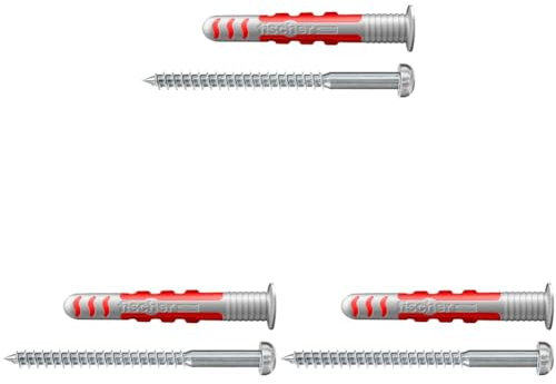 fischer DuoSeal 6 x 38 S, Universaldübel für Nassbereiche (50 STK.) mit Schrauben, leistungsstarke Dübel, abdichtender Kunststoffdübel zur Befestigung in Feuchträumen, Bad-Dübel gegen Schimmel