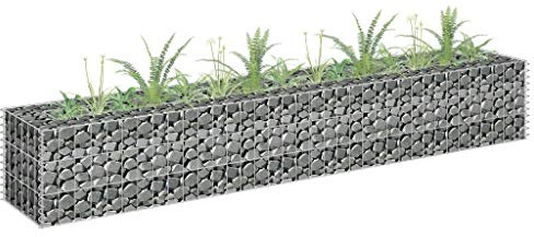 Mengtu Gabione Hochbeet Verzinkter Stahl 180x30x30cm Gabion Körbe Metall Gabion Käfige für Steine Garten Dekor Wand Trennwand Set