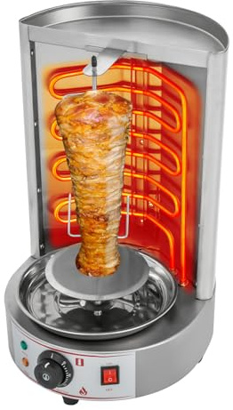 SABUIDDS Dönergrill für Zuhause Hähnchengrill Rotissiere Gyros Kebab Vertikaler Edelstahl Grill mit 360°-Hitzeverteilung 8kg Fassungsvermögen Gas/Elektro Vertikalgrill für Döner, Hähnchen (Elektro)