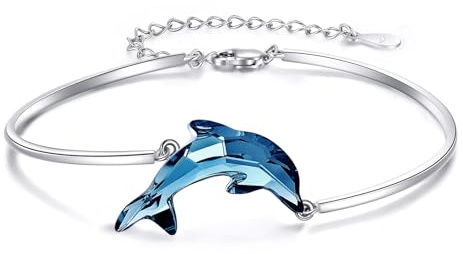 VONALA Delphin Kristalle Armband 925 Sterling Silber Blau Kristall Delphin Armband Geschenke für Frauen Geschenke für, Mütter