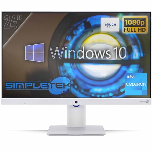 SIMPLETEK - Ordinateur Tout-en-Un 24 Full HD Tactile avec Windows 10 Pro, 8 Go de RAM, 240 Go de SSD et Webcam intégrée