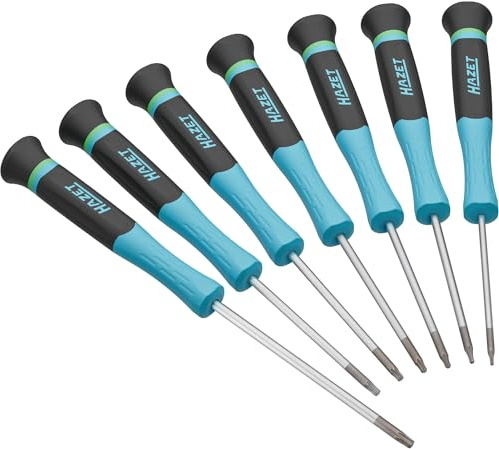HAZET Elektronik Schraubendreher 811EL-T/7, Innen TORX Profil, 7-teilig, T5 | Abtrieb Innen TORX Profil, Länge 205 mm, Breite 125 mm, 321 g, Kunststoff-Kasten, Abtrieb: Innen TORX Profil