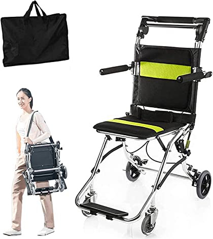 Ultraleichter, faltbarer Rollstuhl, tragbar, Aluminium, Reise-Rollstuhl, Komfort-Transportstuhl mit Tragetasche und Sicherheitsgurt, für Senioren, Erwachsene und Kinder