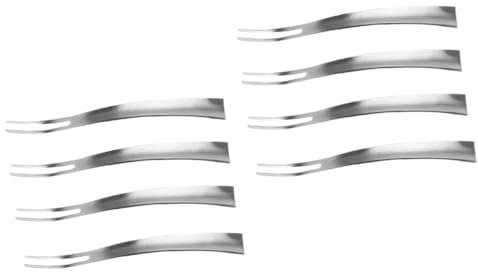 Amosfun 8pcs Elegant Prong Fork for Fruit Cake Dessert Appetizer Salad Forks for Home Bar Party Restaurant