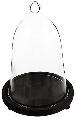 BUGUUYO 1set Landscape Glass Dome Base Eternal Flower Glass Cover for Creative Display of Artificial Plants and Keepsakes Decor and Idea