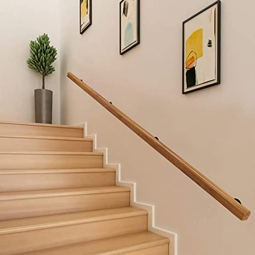 Pasamanos de madera para escaleras, barandilla de seguridad interior con soportes de pared, barandilla de escalera para condominio, loft, villa, jardín, reposabrazos (130 cm)