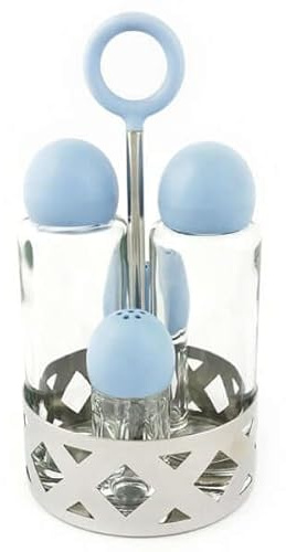 Alessi Servizio olio aceto sale pepe decoro rombi