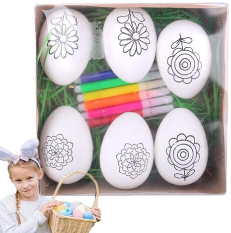 Malset für Ostereier, Ostereier zum Bemalen – künstlerische Aktivitäten für Ostern mit 6 Ostermalmarkern, Malset für Ostereier, 6 Eier zum Bemalen