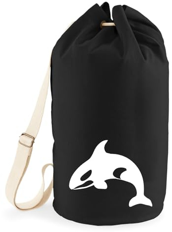 Huuraa Seesack Orka Killerwal 20 Liter Black Baumwolle Rucksack Geschenkidee