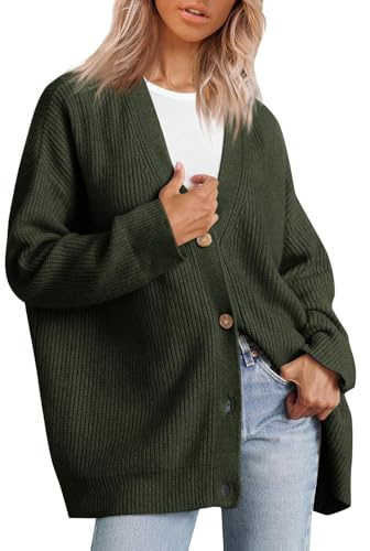 uxxnjfg Cardigan Mujer Tallas Grandes Jersey Punto Mujer Larga Abierto Cómodo Chaqueta Punto Largos Entretiempo Invierno Chaqueta Cárdigan Elegante Suéteres con Bolsillos(Verde del Ejército,3XL)
