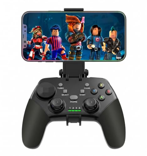 Megadream Mobiler Gaming Controller für iPhone/Android/PC/Switch/PS3/PS4, Wireless Gamepad mit Handyhalterung, Cloud-Gaming, Turbo, Unterstützt Streaming für PS4/PS5/PC (Schwarz)