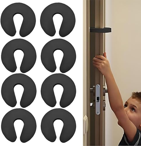 LACHT 8 Stück Einklemmschutz, Tür Quetschschutz für Tren Fenster, Klemmschutz für Türen, Tür klemmschutz, Kinder Sicherung Fingerklemmschutz-Schwarz