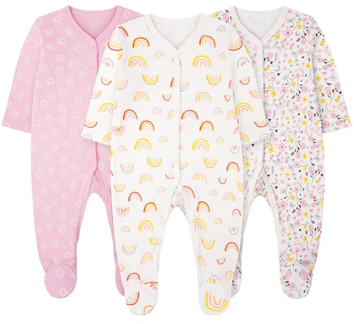 Vicloon Babysovsäck med fötter, 100 % bomull sovsparkdräkt, barn baby sovsäck med ben, sovsäck med fötter året runt för barn 0–12 månader pojkar flickor