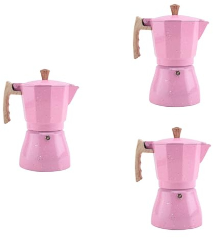 Janasiba 3 X Latte Moka Caffè Macchina Moka Espresso Cafeteira Percolatore Pot 300 ML Rosa