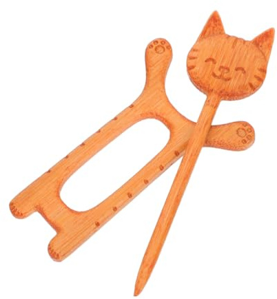 TOVINANNA Broche Chat en Bois Décorative Légère pour Femme│pince à Col de Cardigan│épingle à Châle en Bois│accessoire Mode Automne-hiver│insigne Broche Animal Taille Petite
