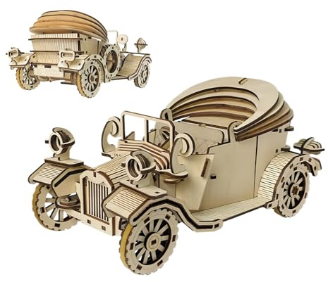 3D Holzpuzzle Für Erwachsene | Vintage Automobil Modellbausatz,Sammlerstück Vintage Fahrzeug Holzhandwerk Hobby Für Weihnachten Geburtstag Feiertage Und Festliche