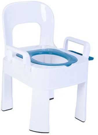Cryfokt Bequemer, Extra Breiter Toilettenstuhl mit Verbesserten Sicherheitsfunktionen, Hochwertiger, Langlebiger Badezimmerhocker für Schlafzimmer und Outdoor-Aktivitäten (BLUE)
