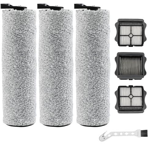 VacusMatrix iFloor 3/Floor One S3 Roller Brush Replacement Fit for Tineco,3 Brush Rollers and 3 HEPA Filters for Cordless Wet Dry Vacuum Cleaner, Vacuum Mop Replacement Parts Accessories