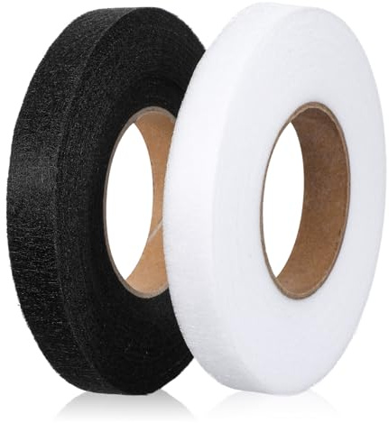 Classicseali 2 Rollen Bügelsaumband, Hosen Kürzen Ohne Nähen, Heißschmelzkleber, Hemming Tape für Kleidung, Saumband zum Aufbügeln für Jeans, Gardinen, Kleidung, DIY-Bastelarbeiten (Weiß, Schwarz)