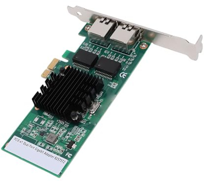 Cuifati Tarjeta de Red PCI Express, Puertos RJ45 Duales 10 100 1000 Mbps 82575 Chipset Adaptador Gigabit Ethernet, con Contactos Chapados en Oro Soportes de Perfil bajo y Alto, para