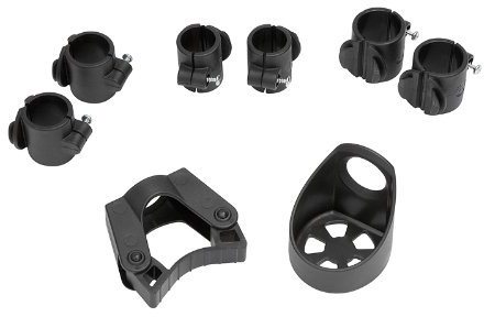 activera Stockhalter für Rollator und Rollstuhl Set für Gehstöcke,Gehhilfen und Krücken mit je 2 St. Rohrschellen 22mm,25mm,27mm