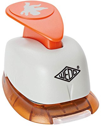 Wedo 168253 Motivlocher groß Engel (mit praktischem Auffangbehälter, Ausstanzung 2,4 x 2,4 cm) grau / orange